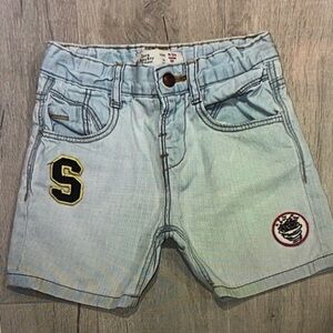 Light Blue Kids Shorts with Patch Details